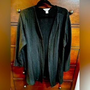 CJ Banks 3X black open cardigan crochet sweater